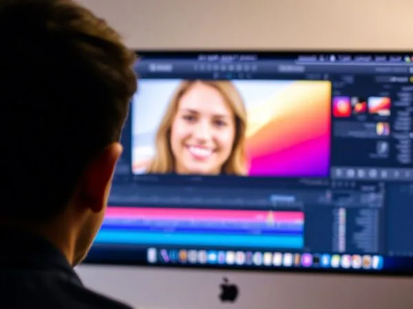 Realizador audiovisual profesional editando video en estudio de Buenos Aires